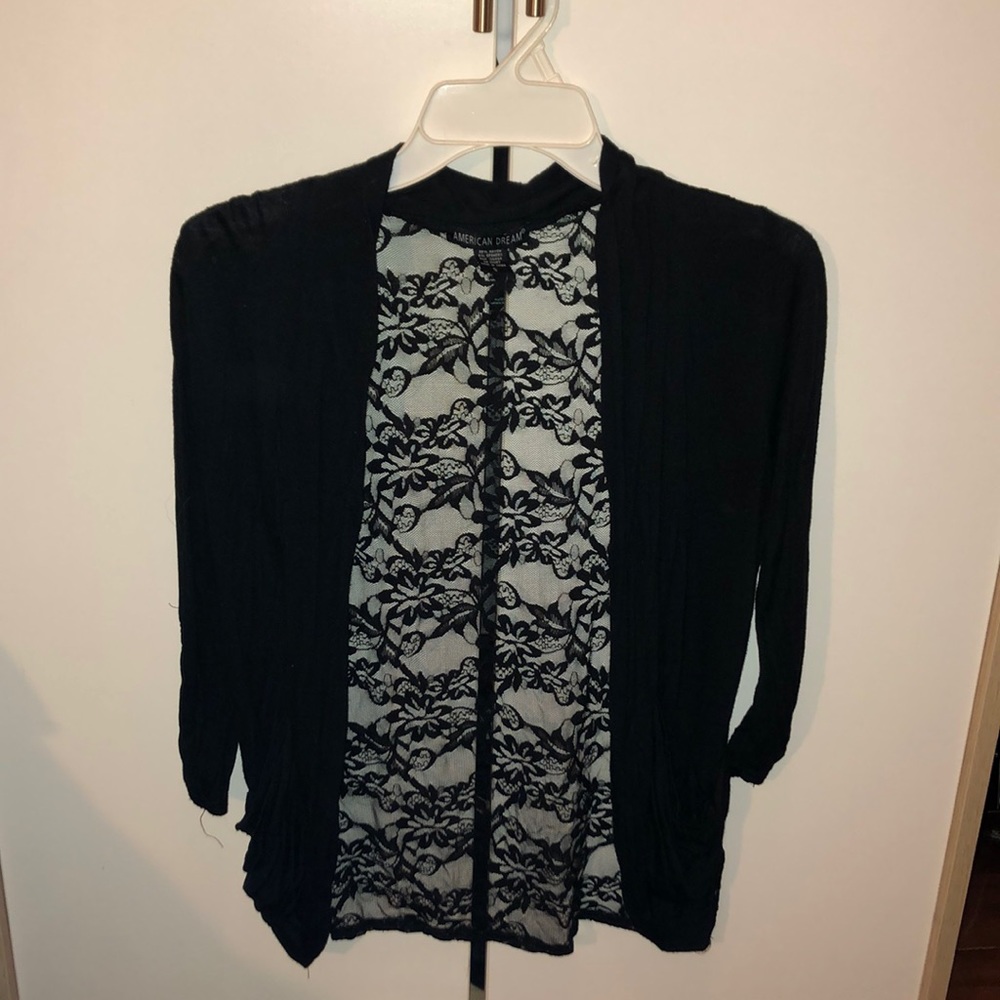 Black floral lace back cardigan
